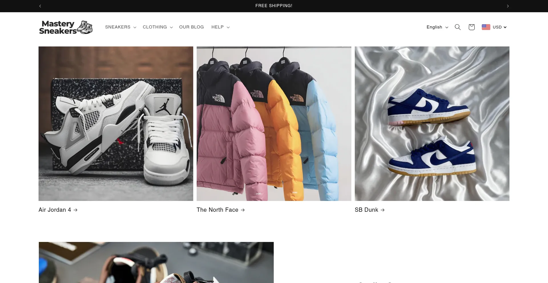 Website screenshot of Masterysneakers.com