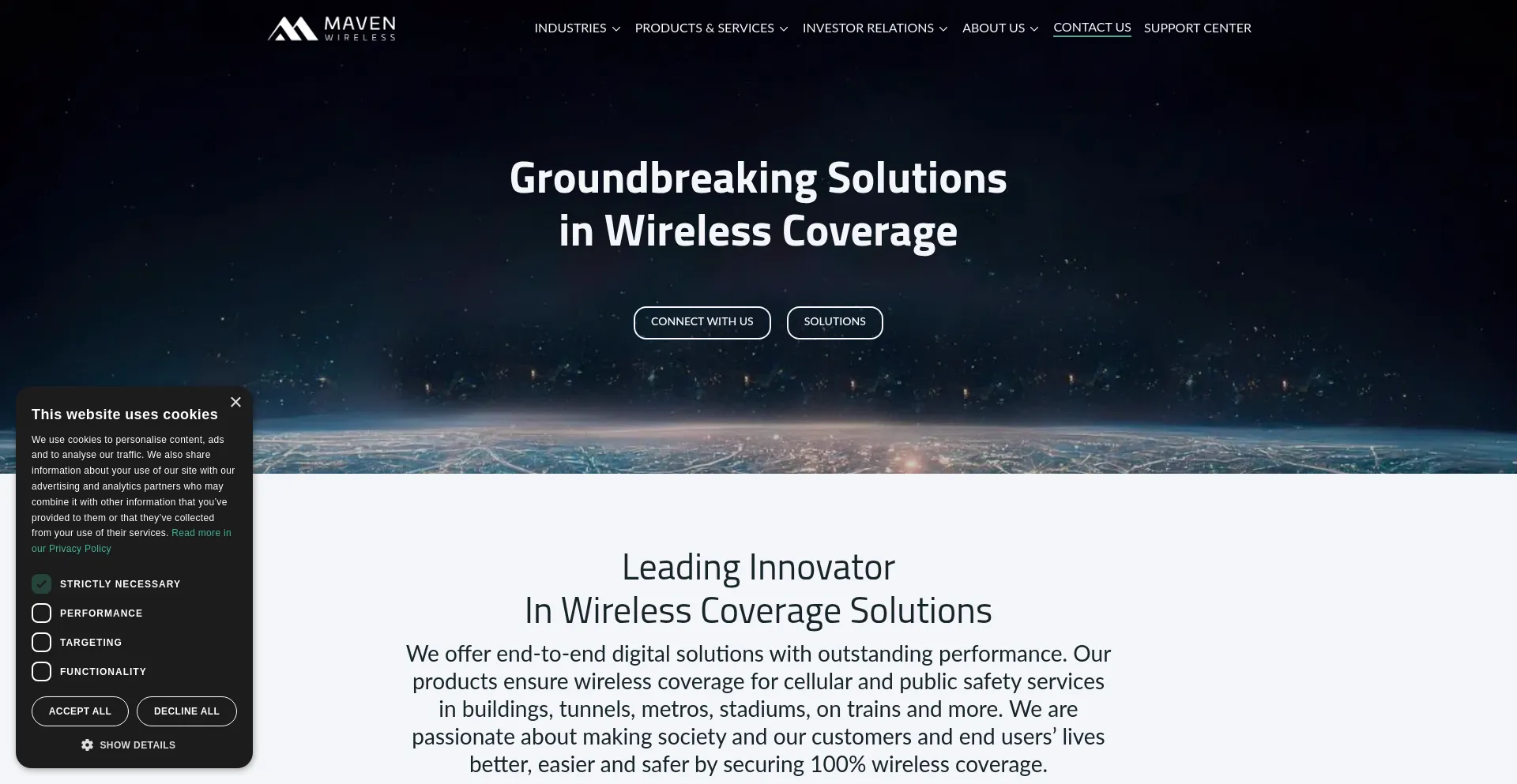 Website screenshot of Mavenwireless.com