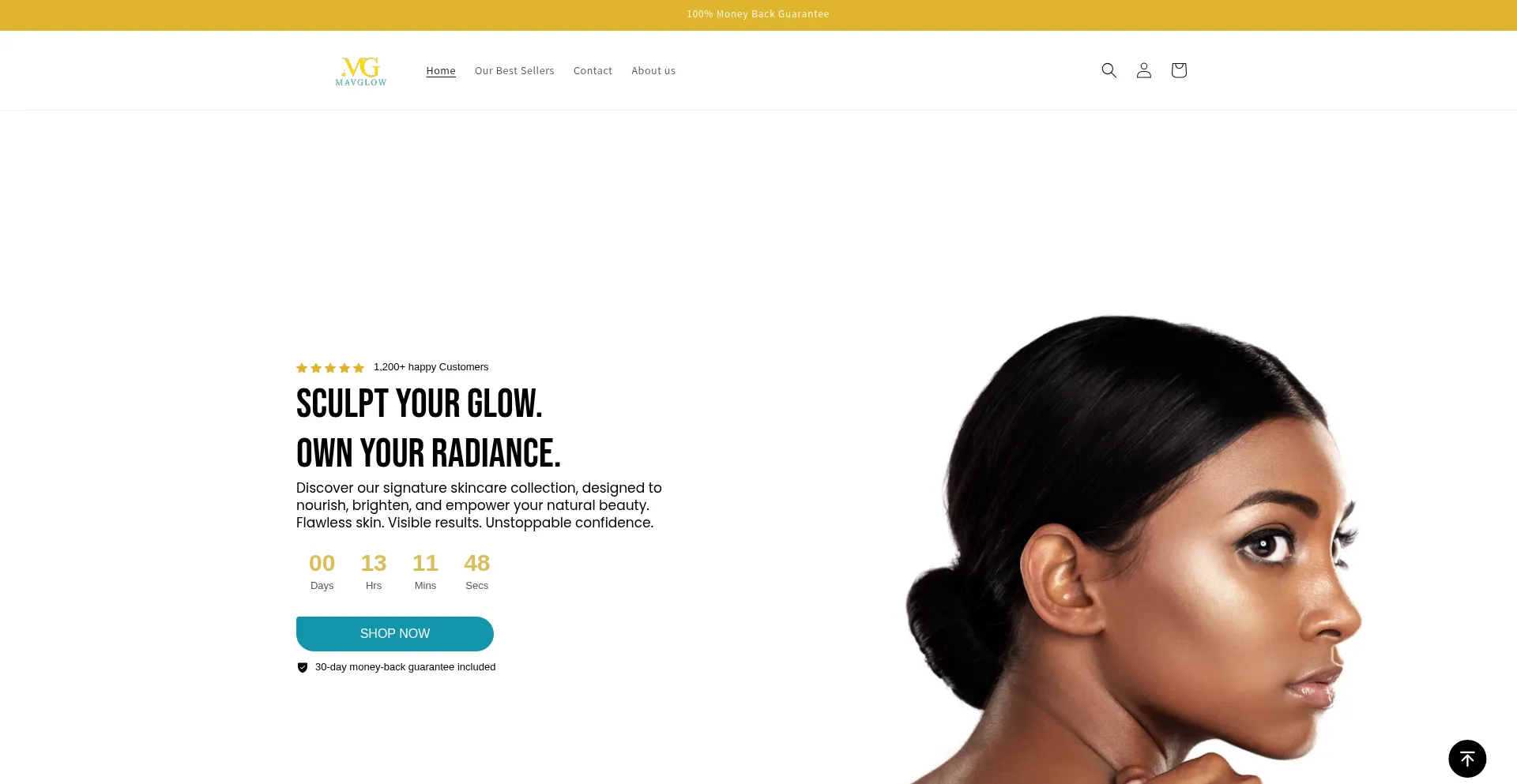 Website screenshot of Mavglow.com