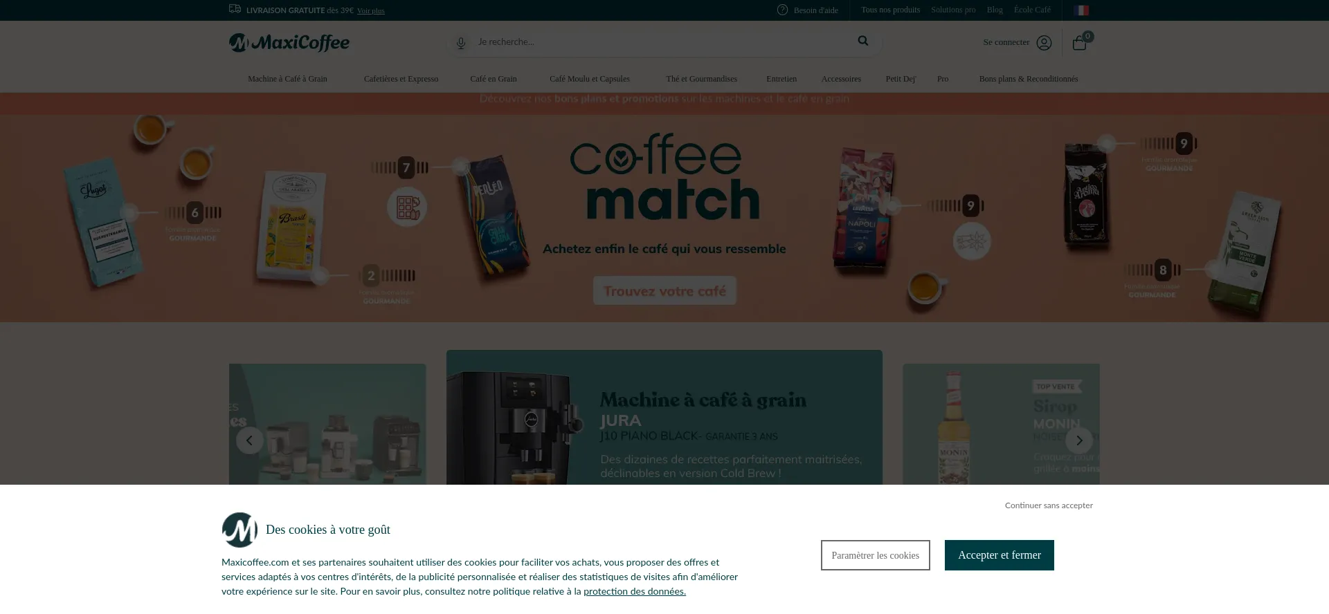 Website screenshot of Maxicoffee.com