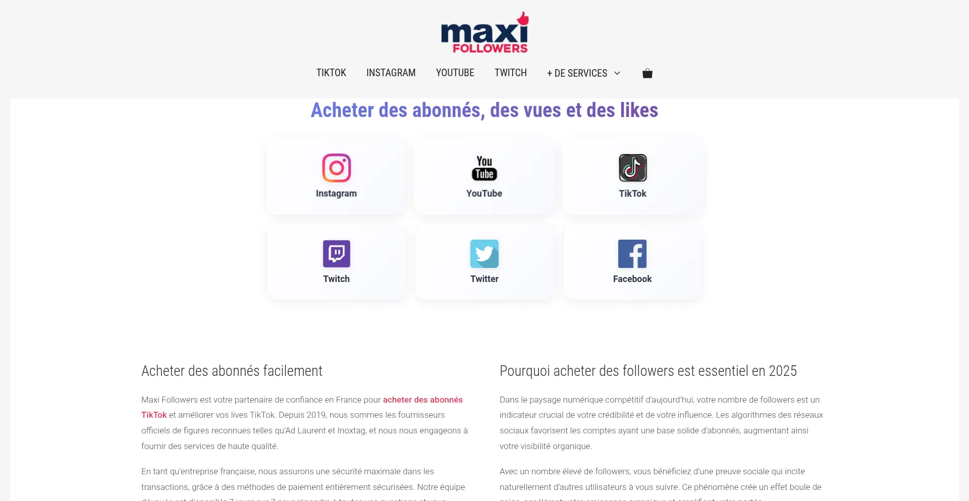 ¿És Seguro y Confiable Maxifollowers.fr?