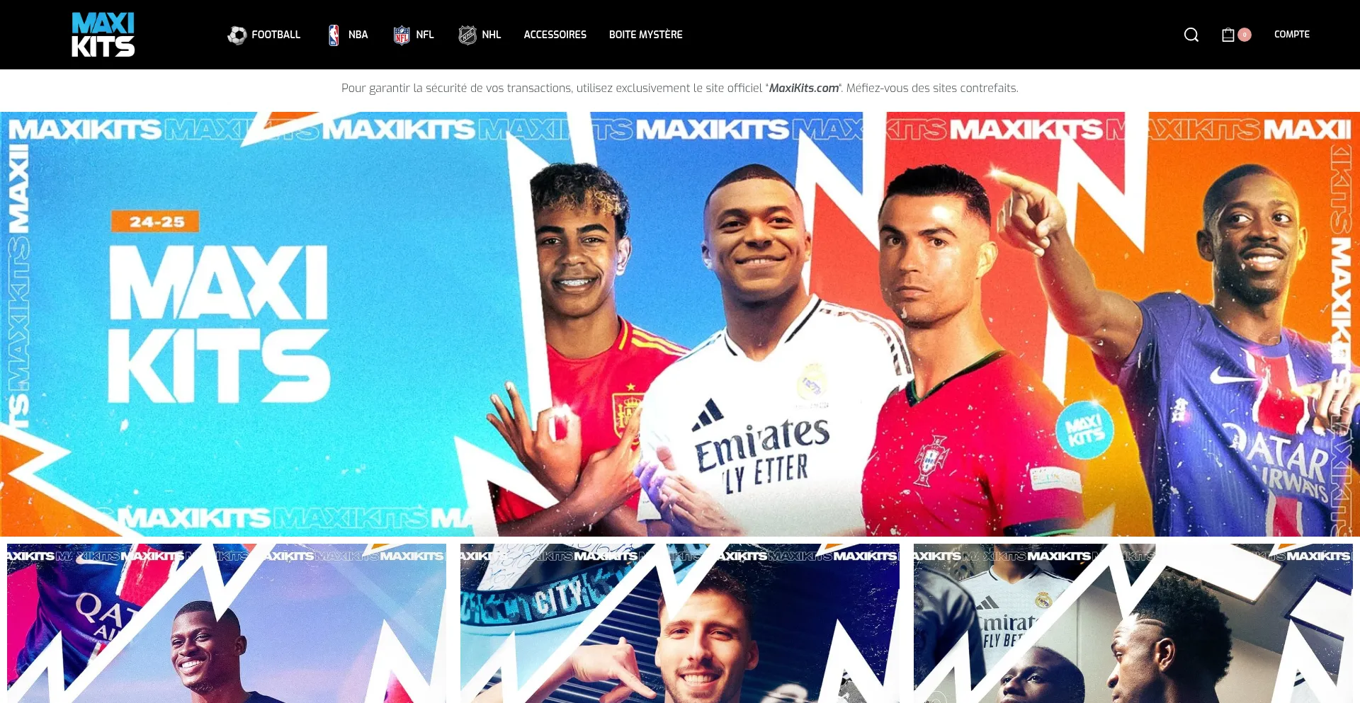 Website screenshot of Maxikits.fr