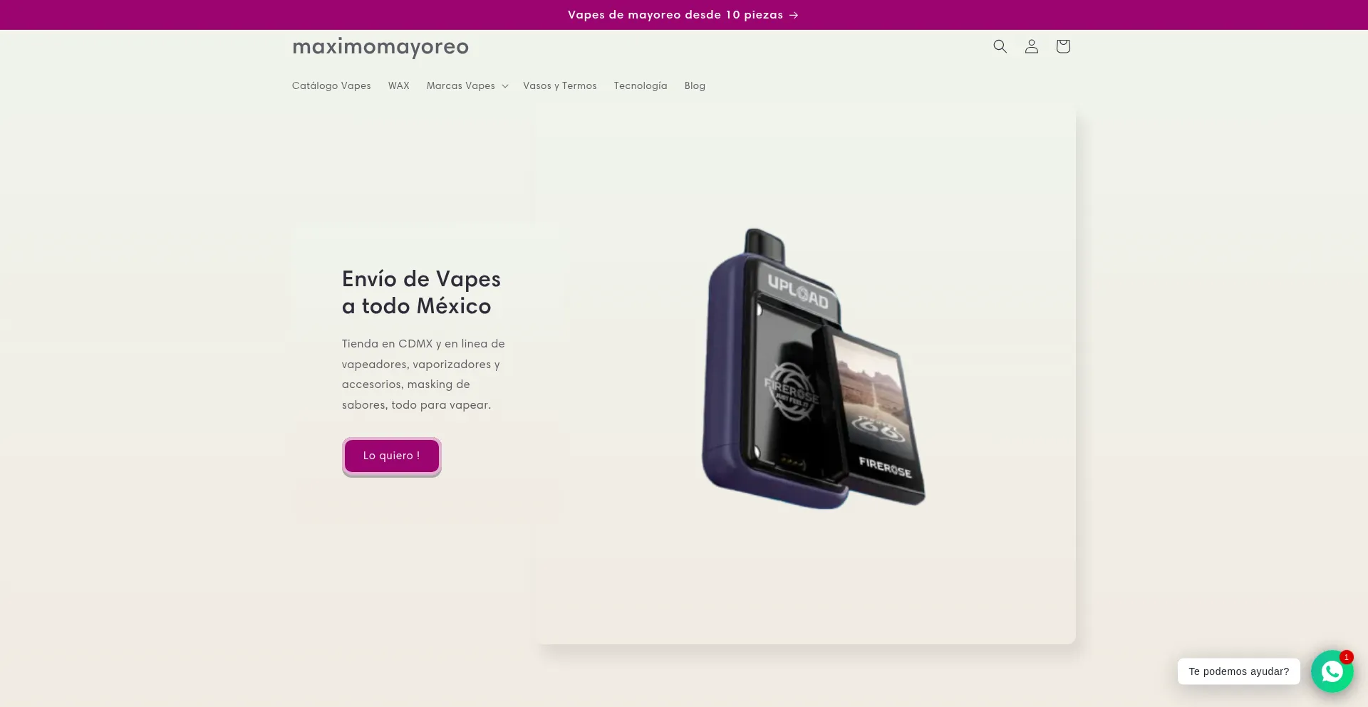 Website screenshot of Maximomayoreo.com