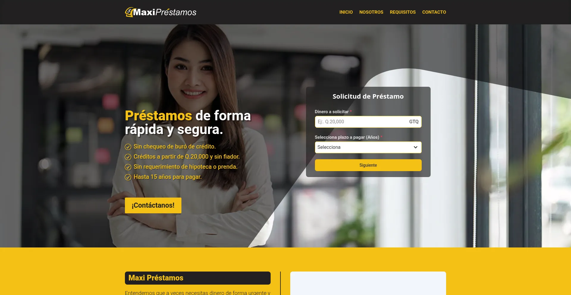 Website screenshot of Maxiprestamos.net