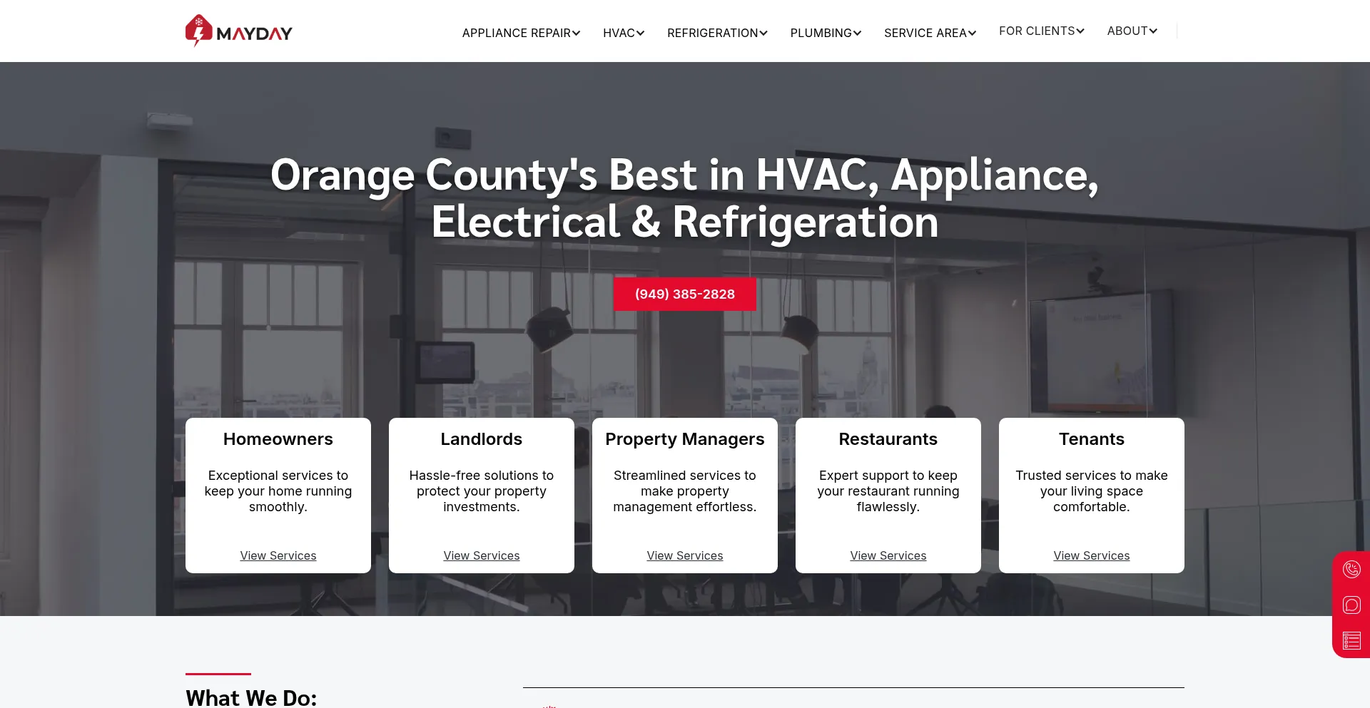 Website screenshot of Maydayair.com