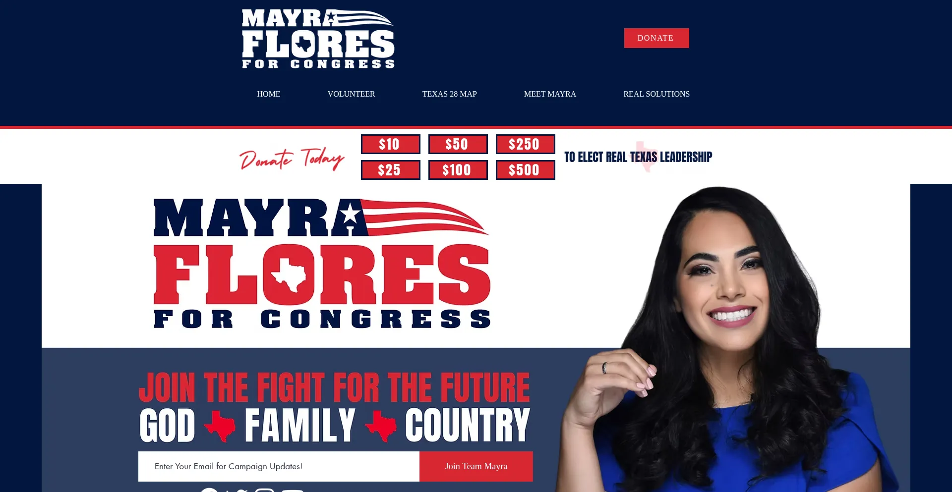 Website screenshot of Mayrafloresforcongress.com