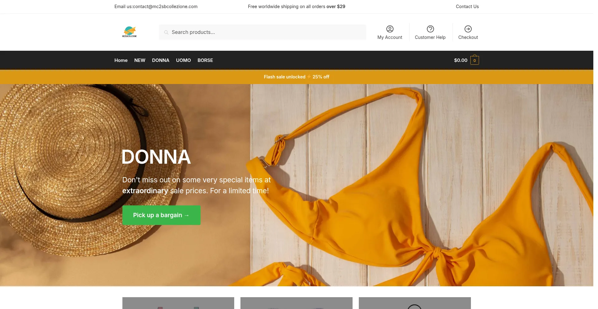 Website screenshot of Mc2sbcollezione.com