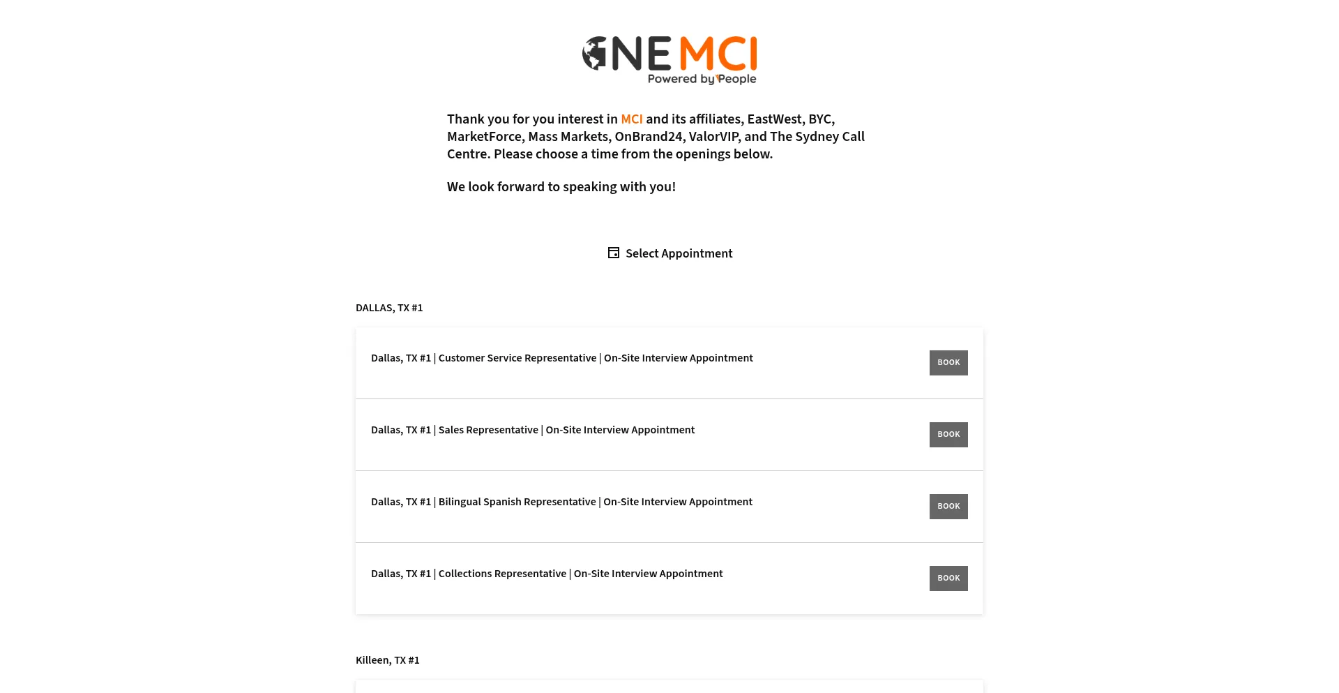 Website screenshot of Mcitalentacquisition.as.me