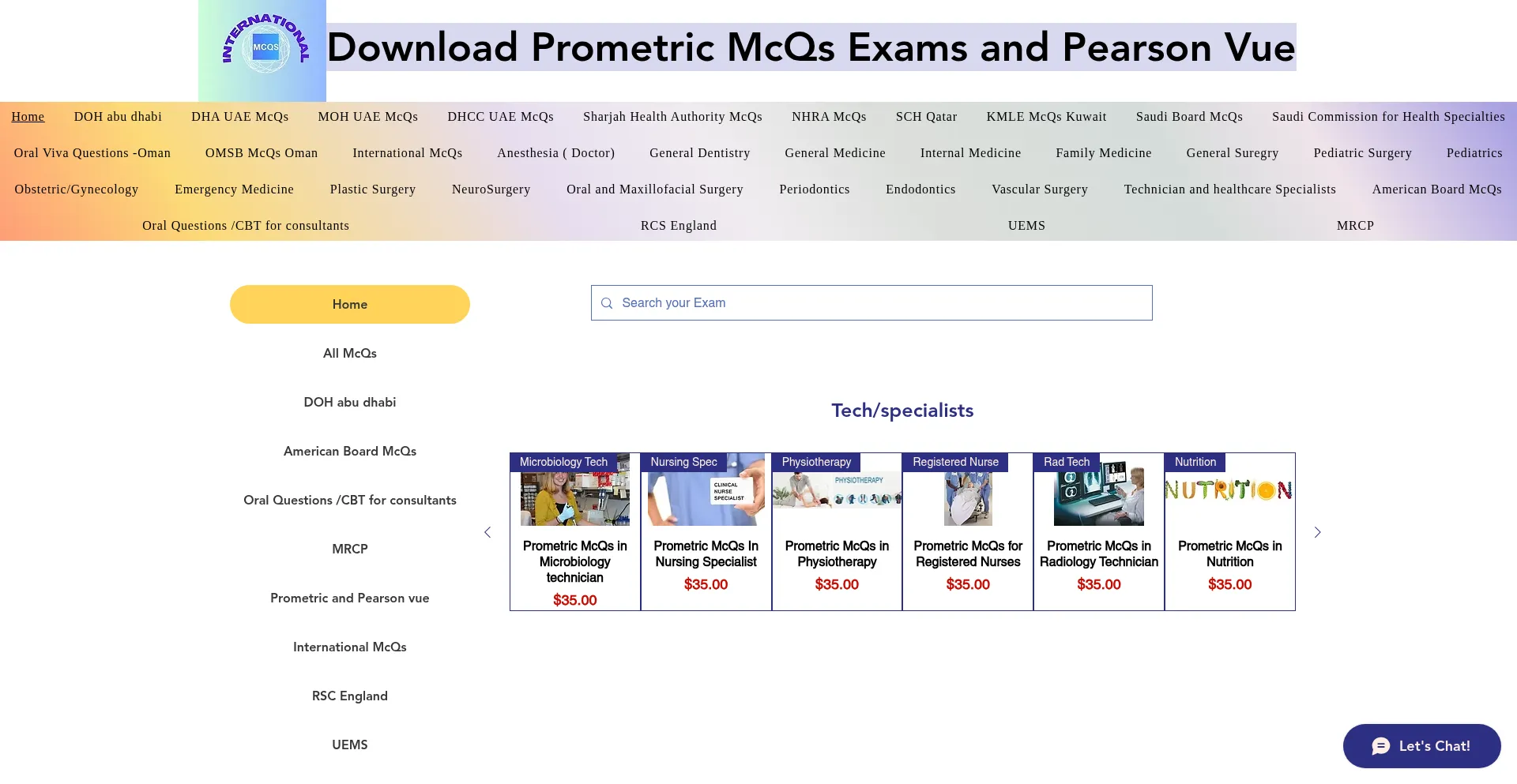 Website screenshot of Mcqprometrics.com