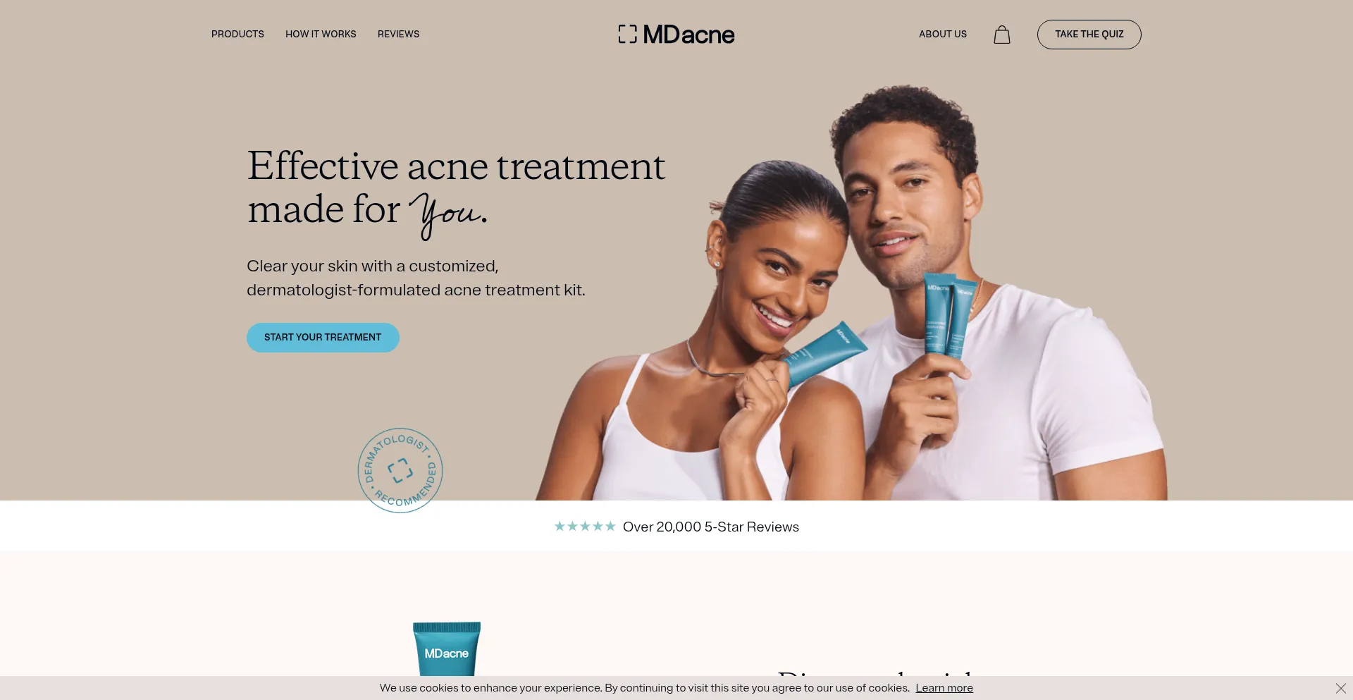 Website screenshot of Mdacne.com