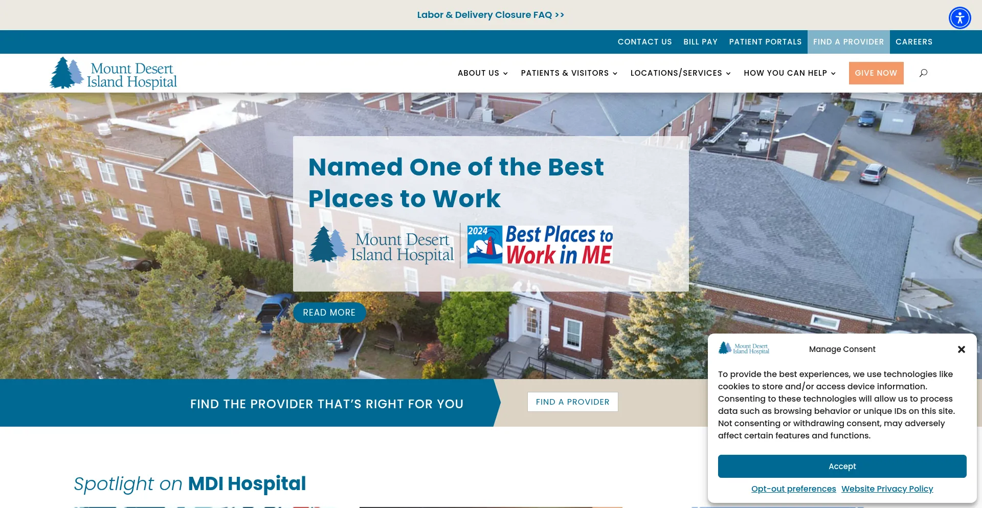 Website screenshot of Mdihospital.org