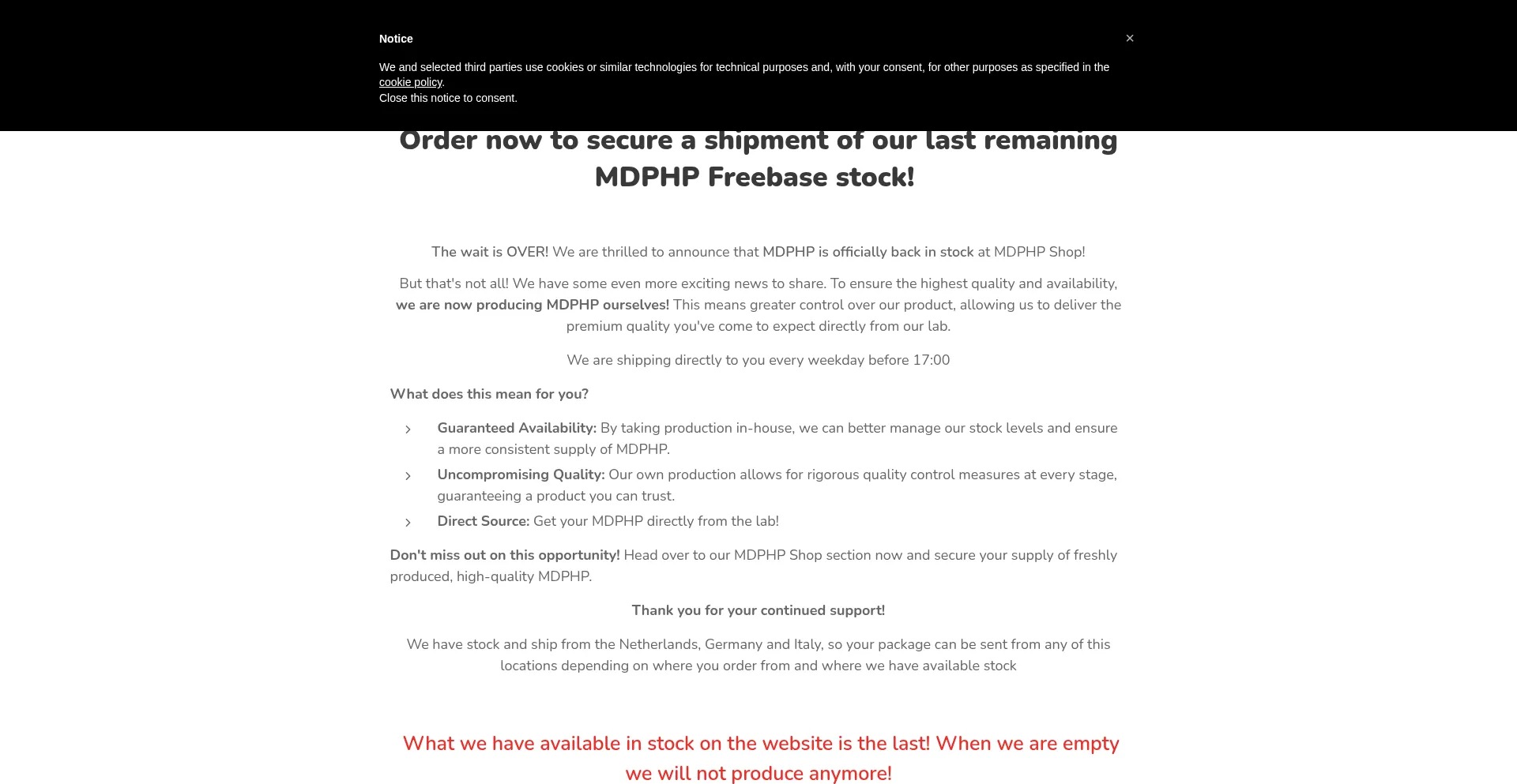 Website screenshot of Mdphpshop.com