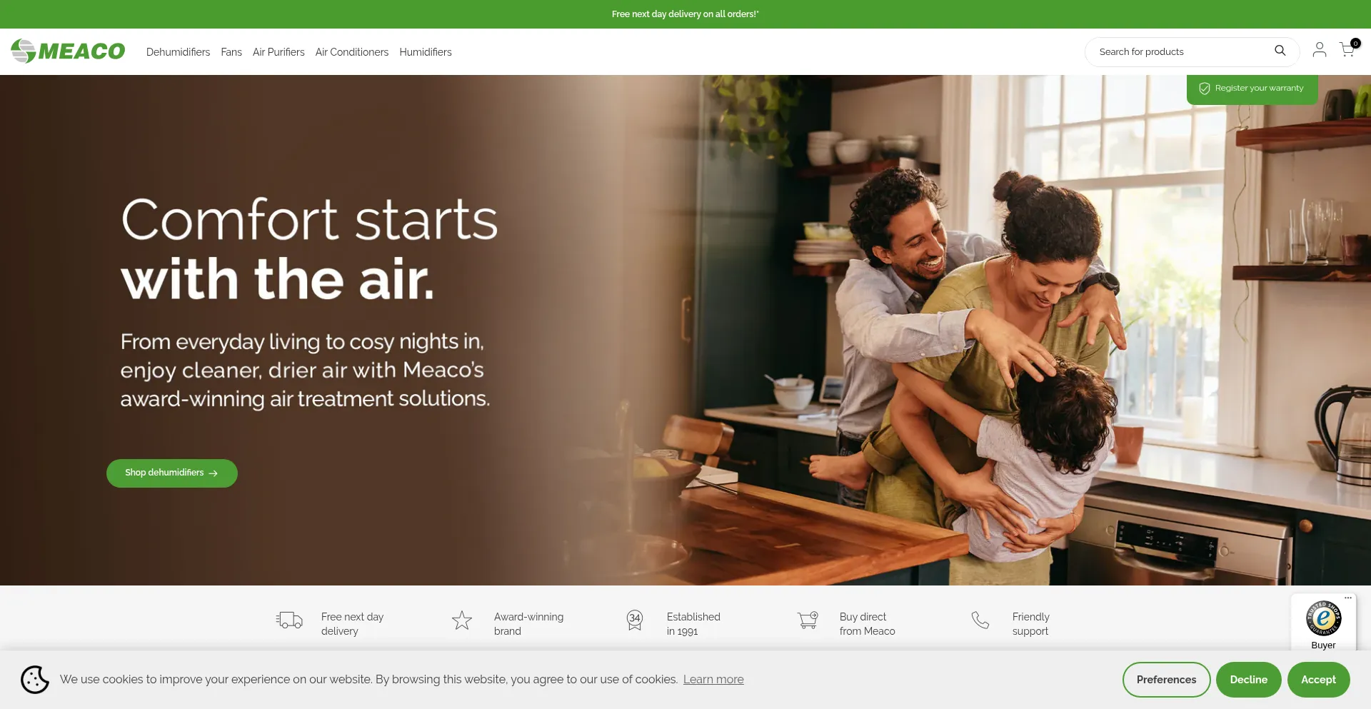 Meaco.com Screenshot