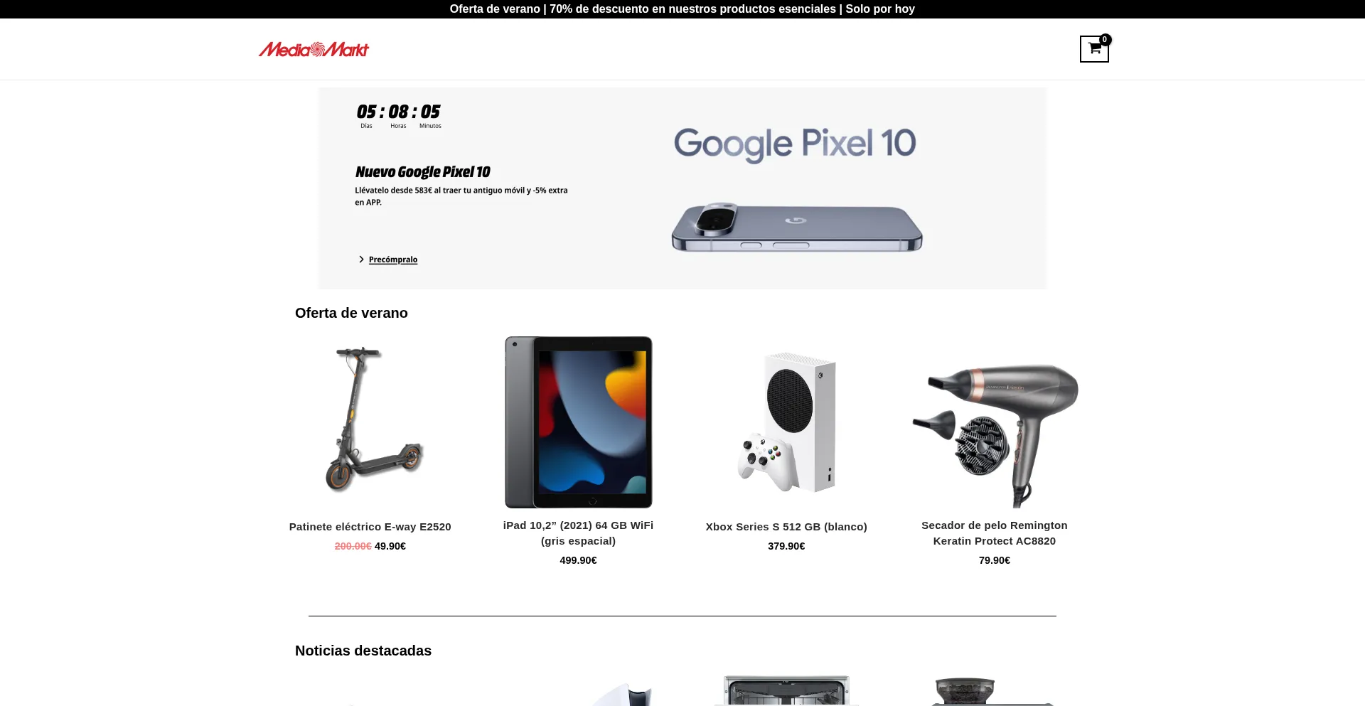 Website screenshot of Mediamrakt-es.com