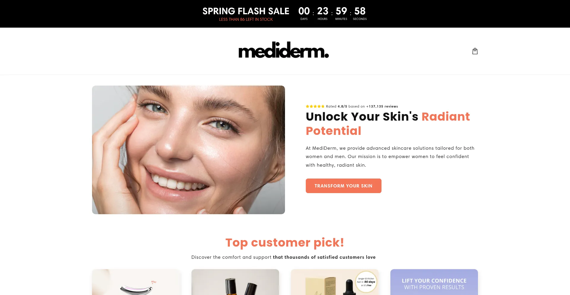 Website screenshot of Medidermskin.co