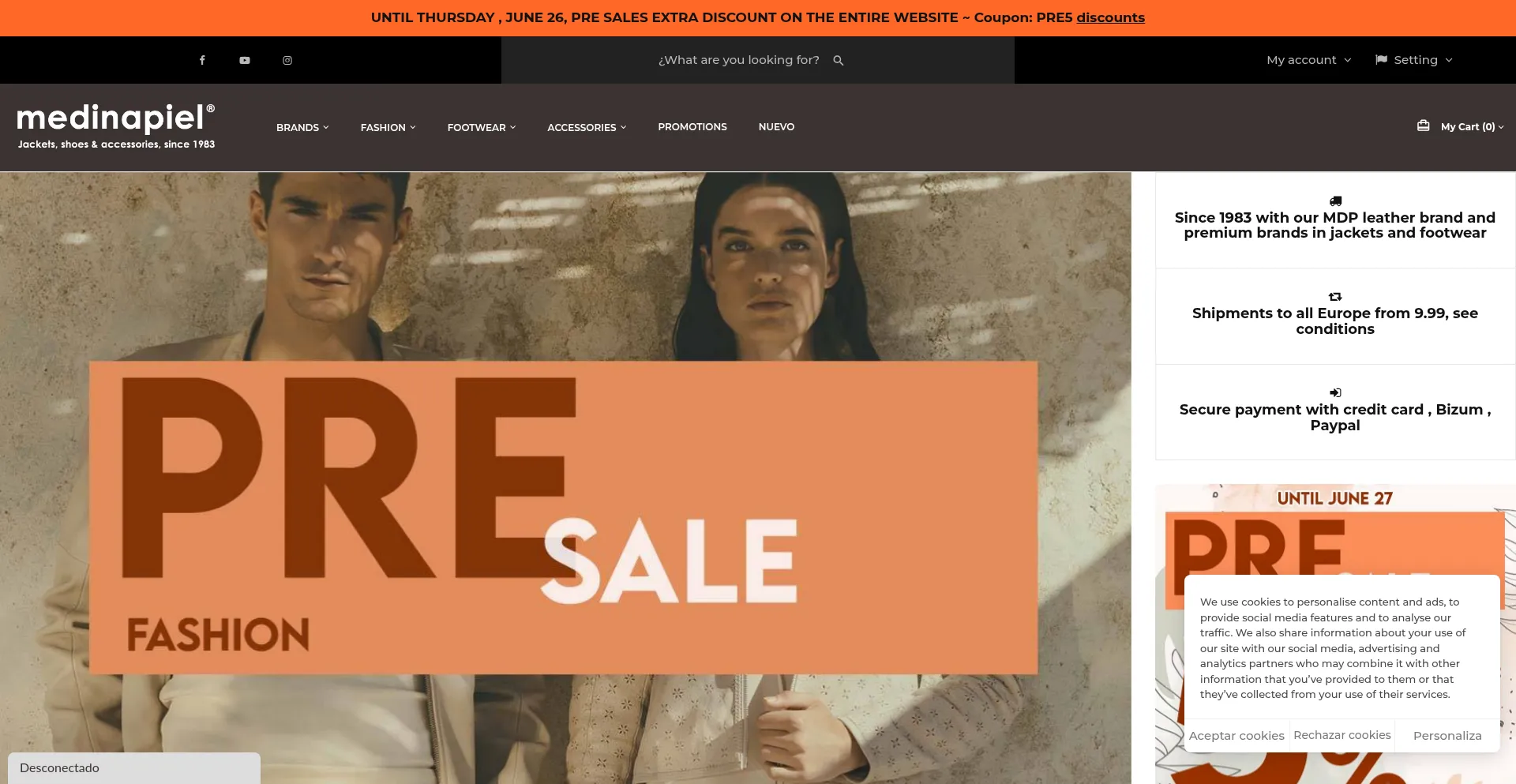 Website screenshot of Medinapiel.es