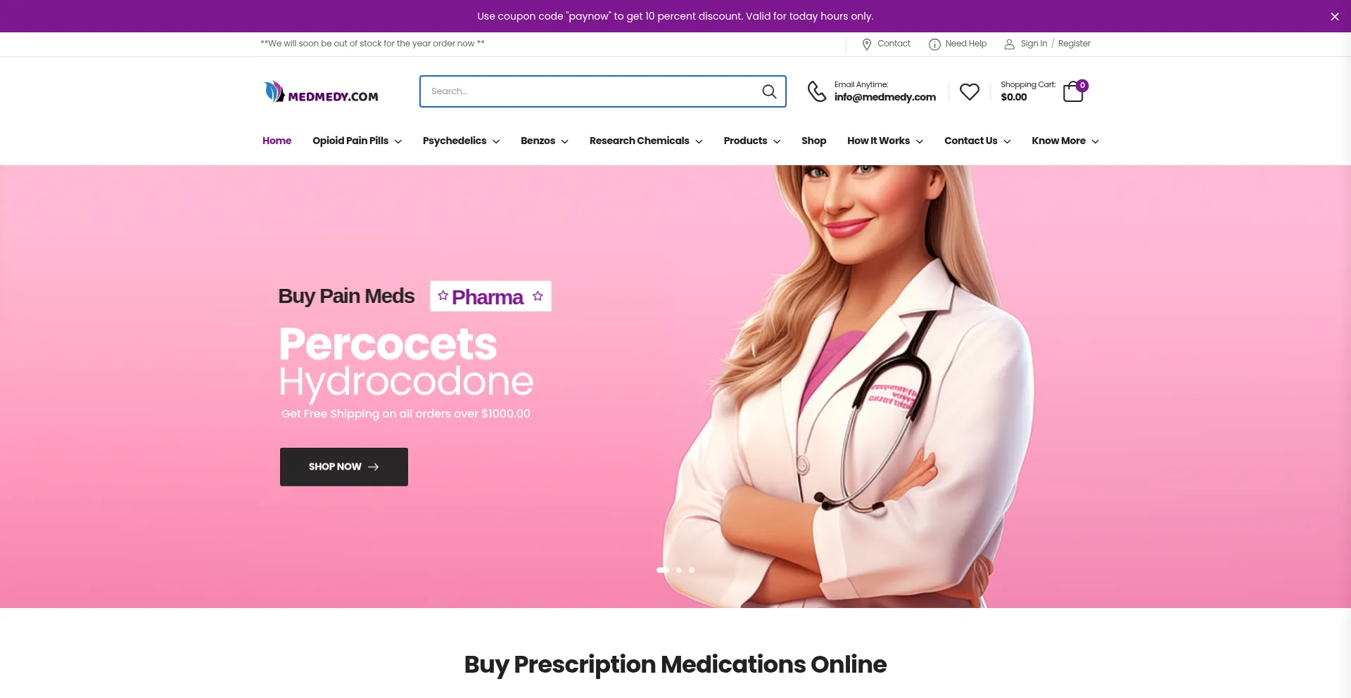 Website screenshot of Medmedy.com