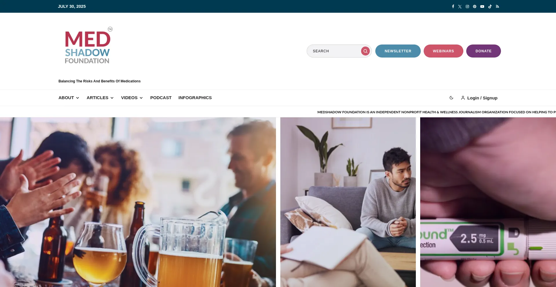 Website screenshot of Medshadow.org