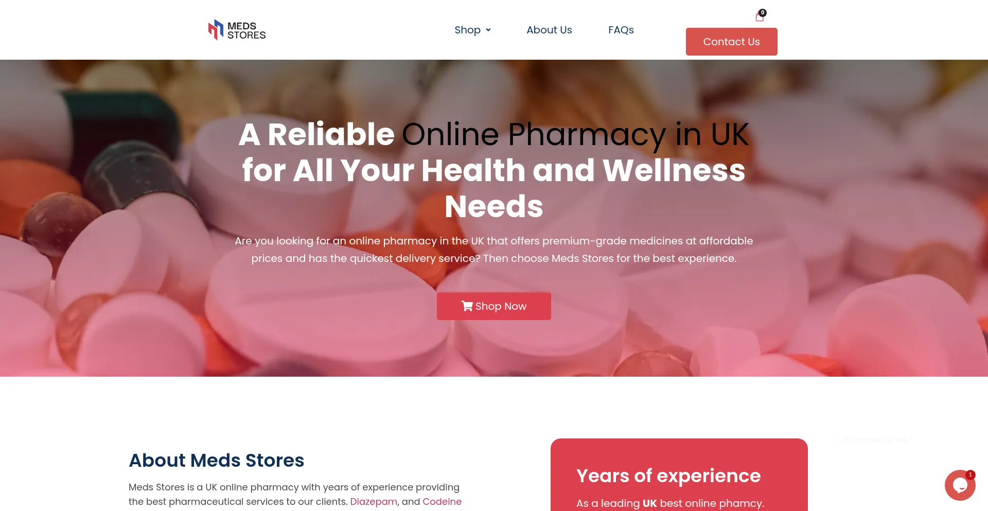 Website screenshot of Medsstores.io