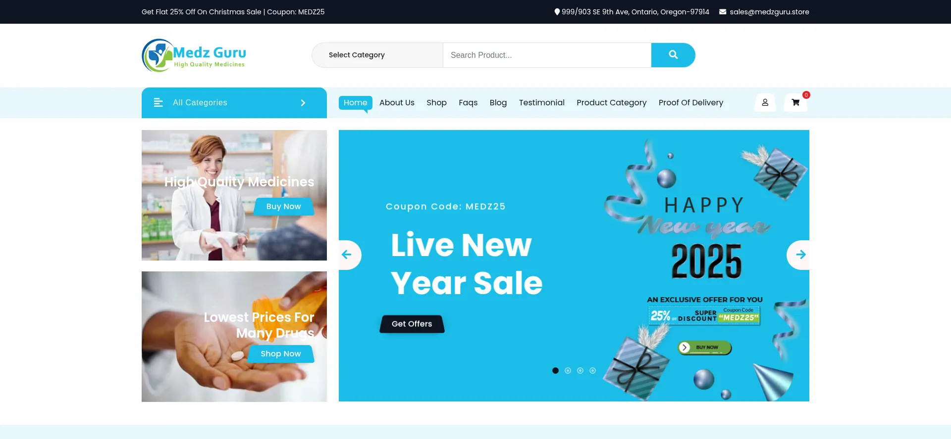 Website screenshot of Medzguru.store