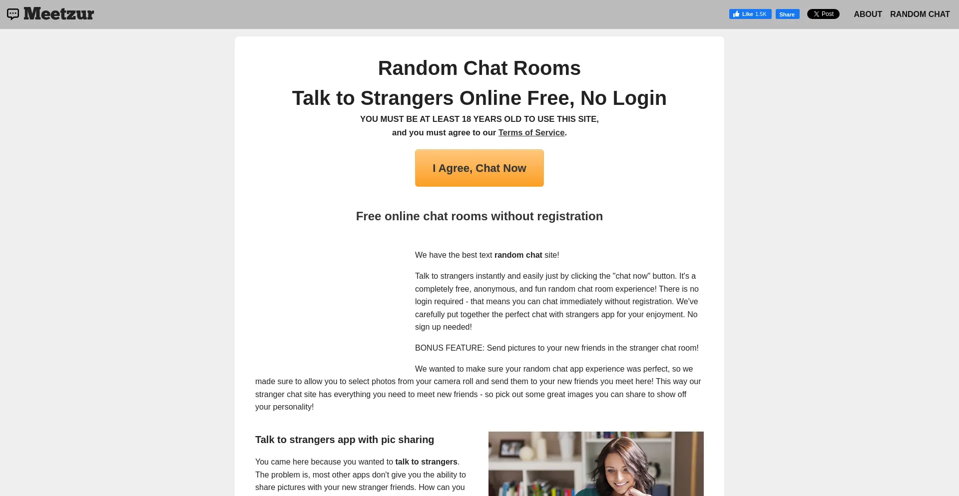 Website screenshot of Meetzur.com