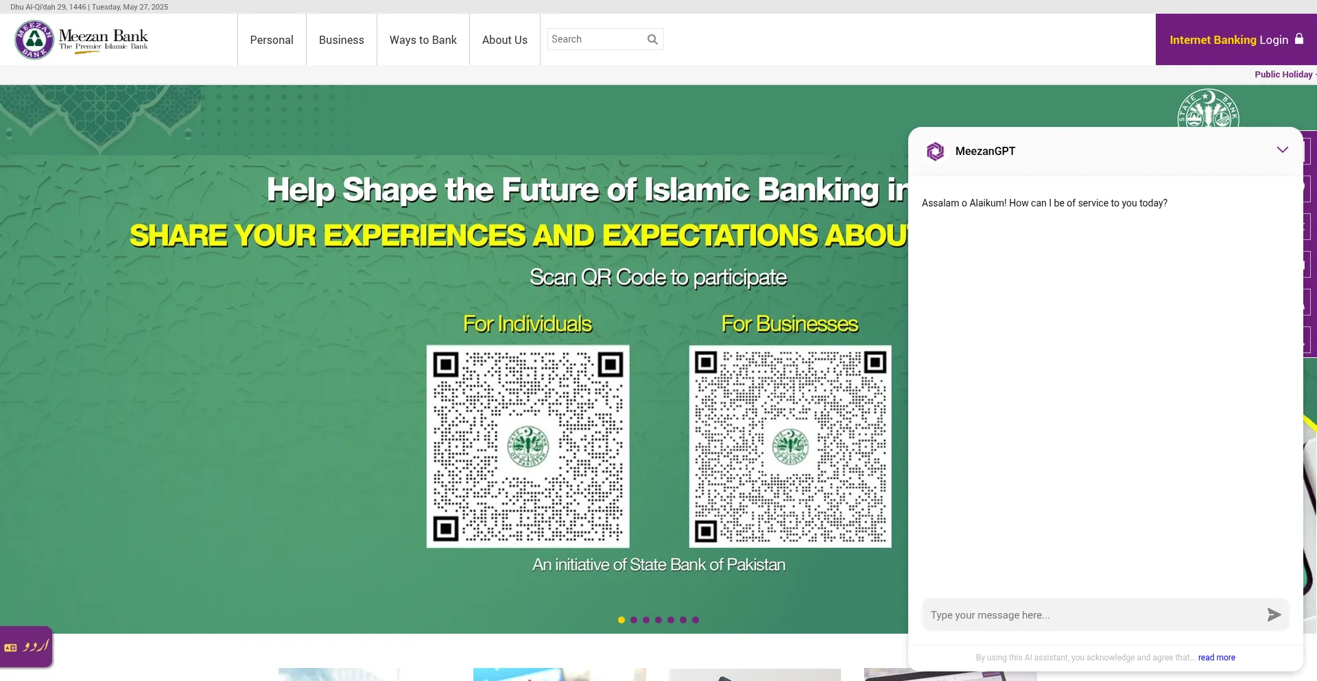 Meezanbank.com Screenshot