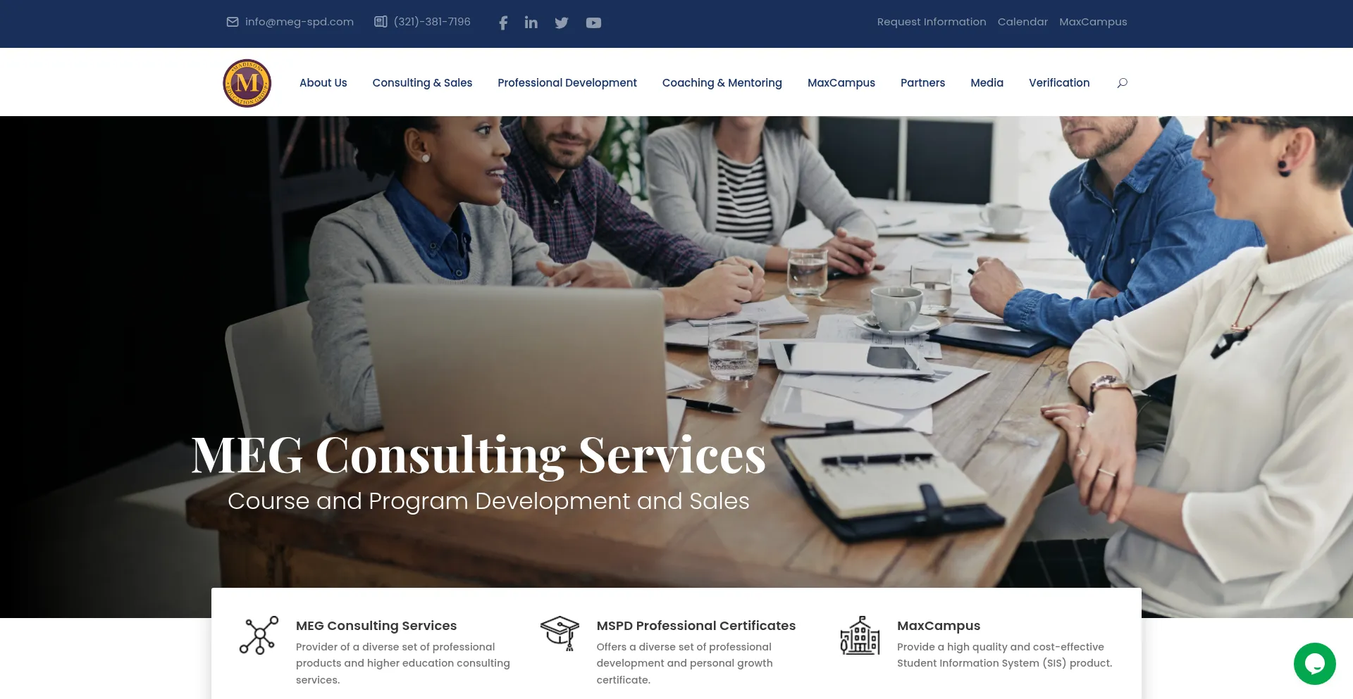 Website screenshot of Meg-spd.com