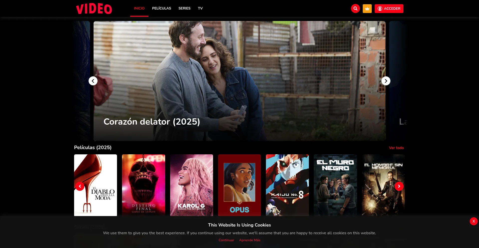 Website screenshot of Megatvlatino.com