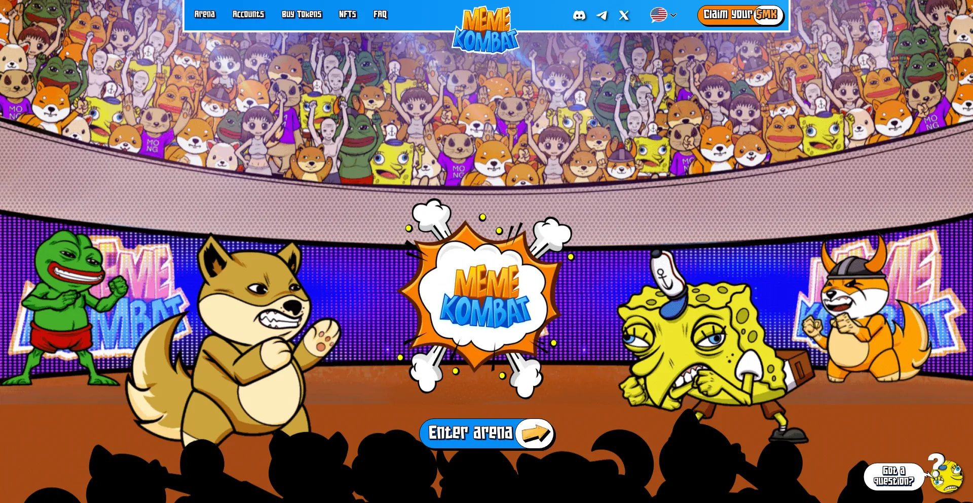 Website screenshot of Memekombat.io