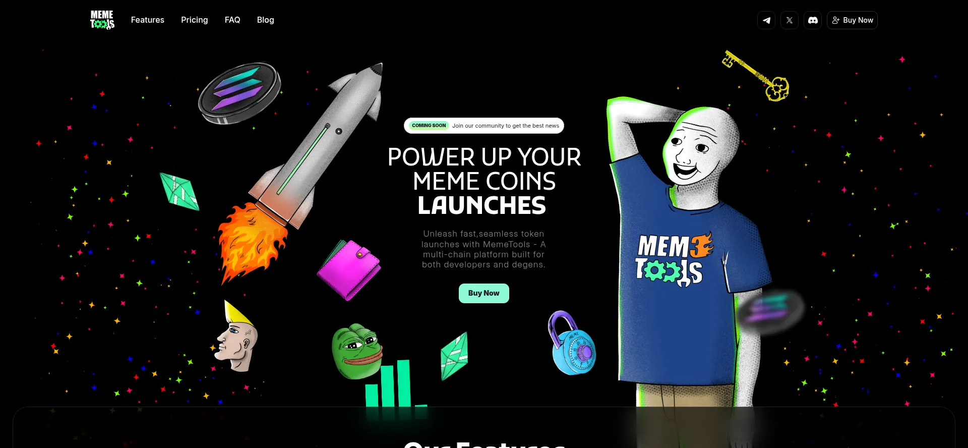 Website screenshot of Memetools.fun