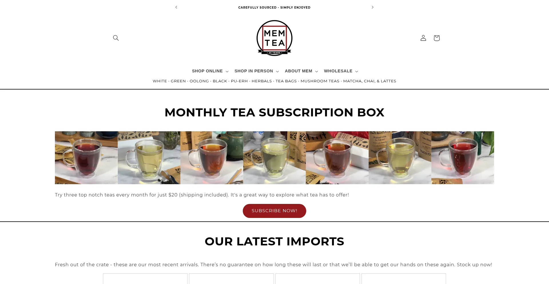 Website screenshot of Memteaimports.com