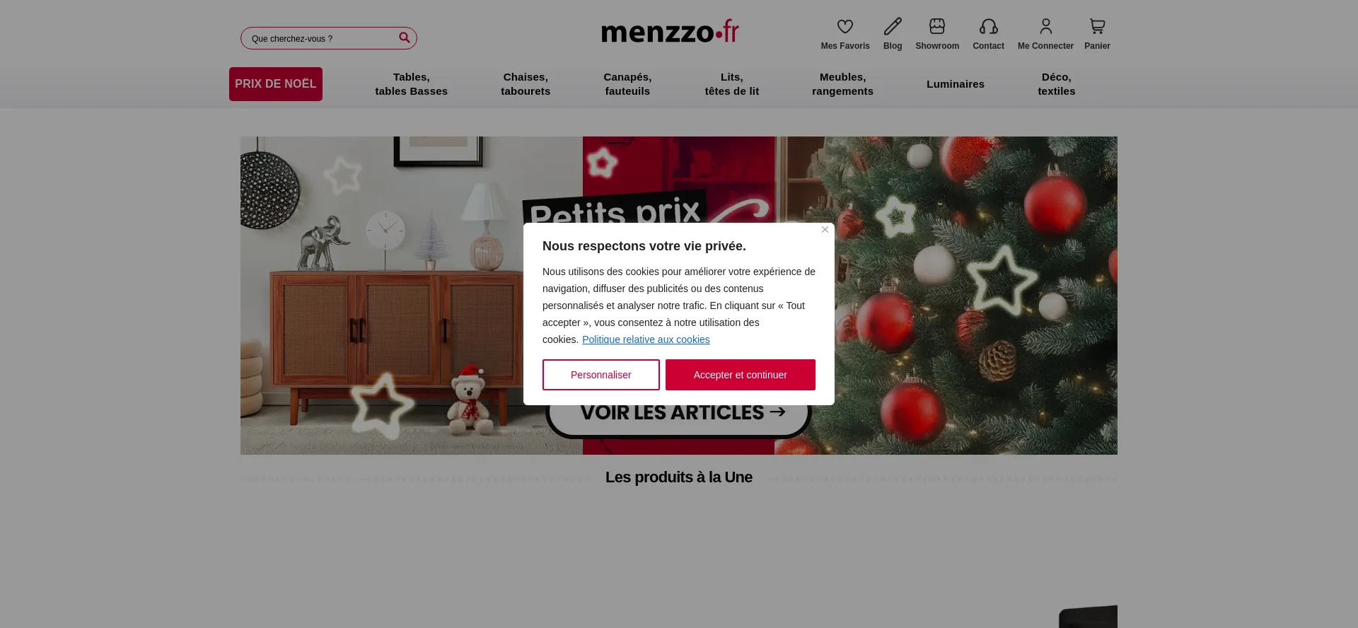 Website screenshot of Menzzo.fr