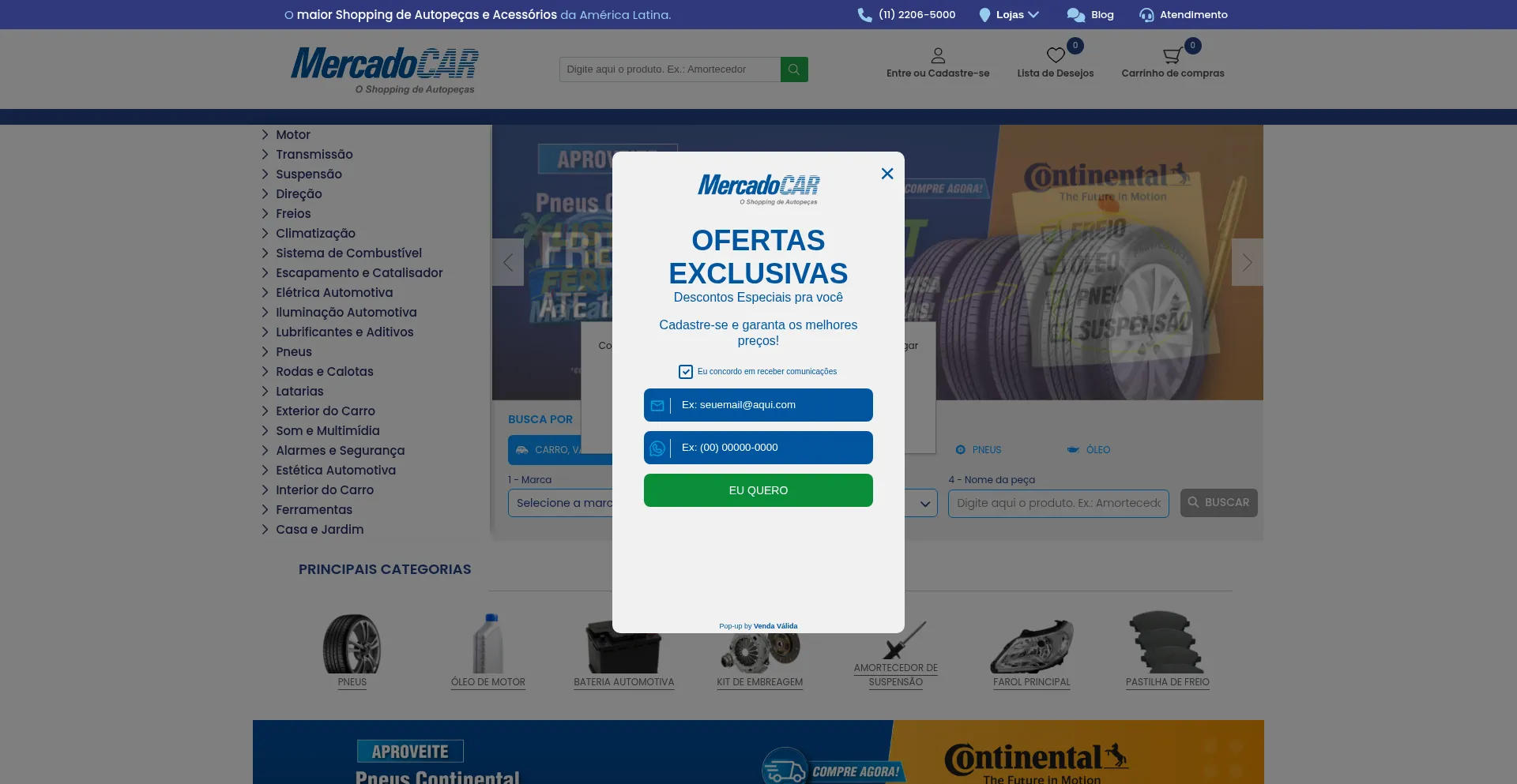 Website screenshot of Mercadocar.com.br