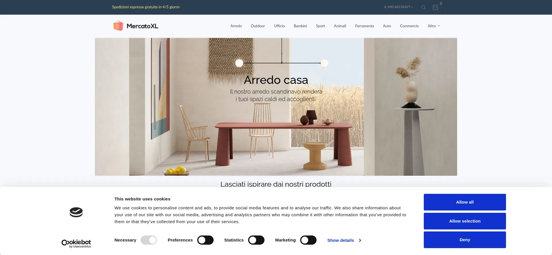 Website screenshot of Mercatoxl.it