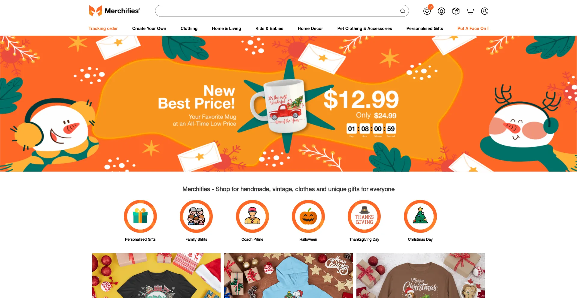 Website screenshot of Merchifies.com
