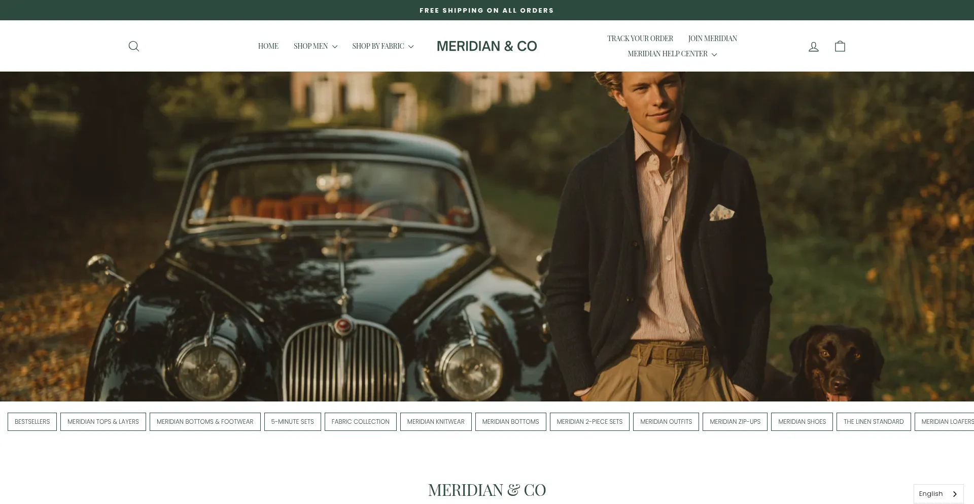 Website screenshot of Meridianwear.co