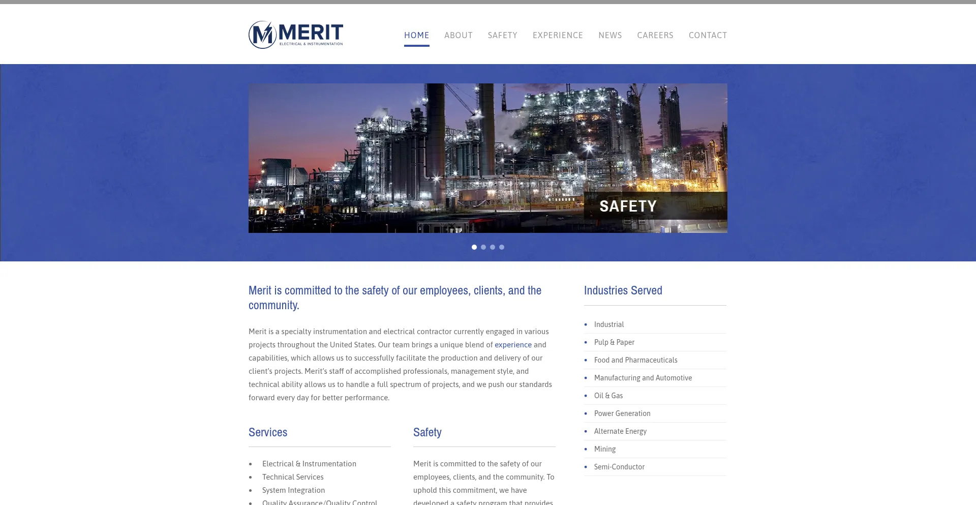 Website screenshot of Meritelectrical.com