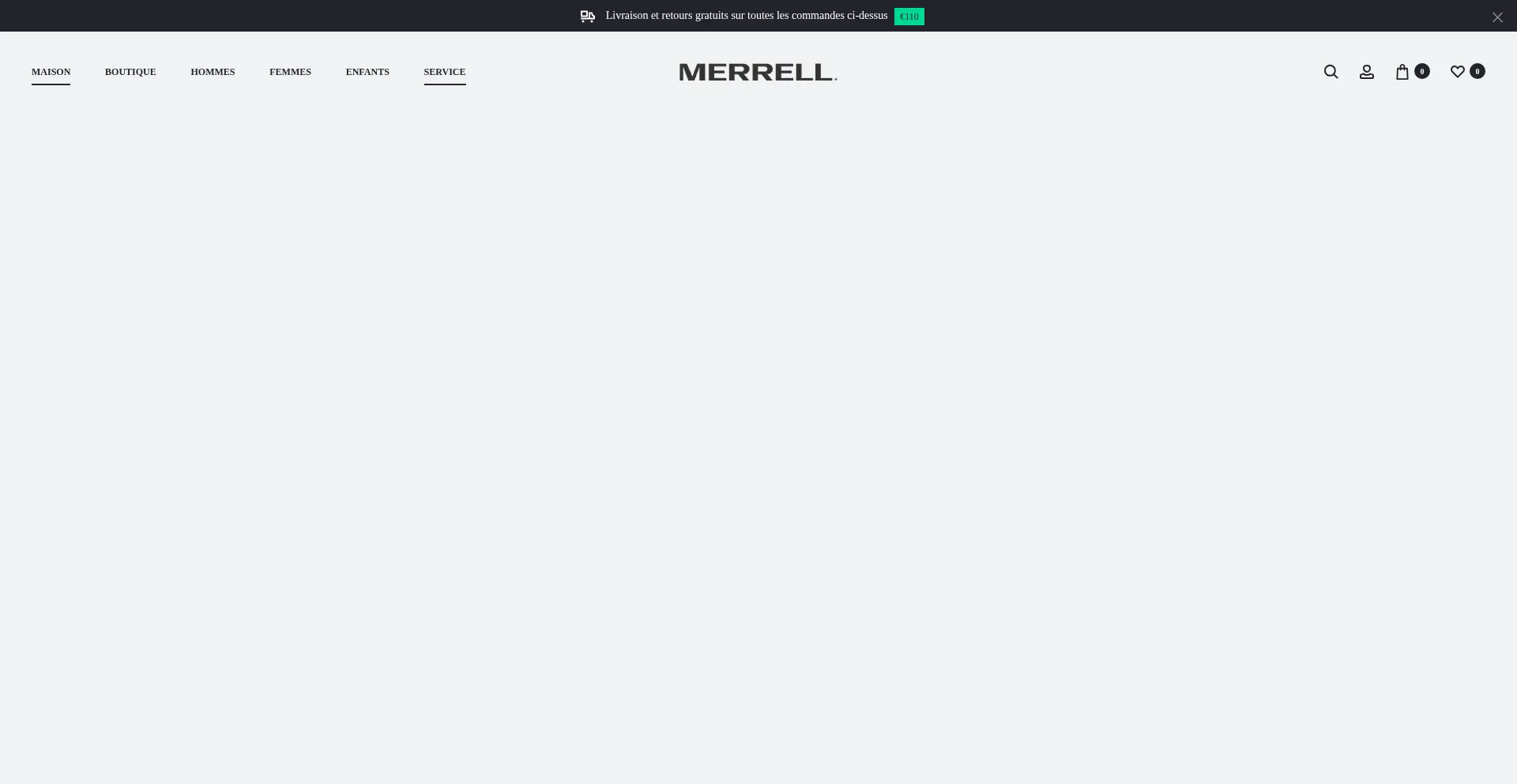 Website screenshot of Merrellfrance.fr