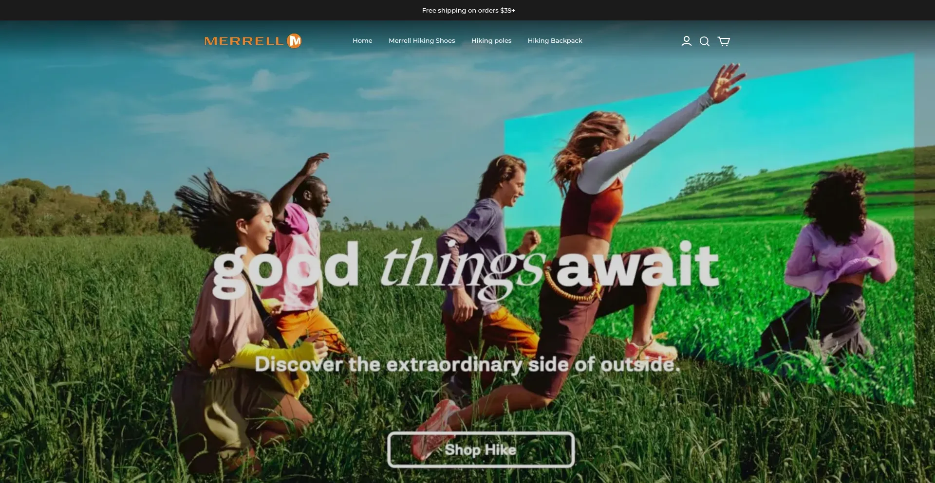 Website screenshot of Merrellstoreus.com