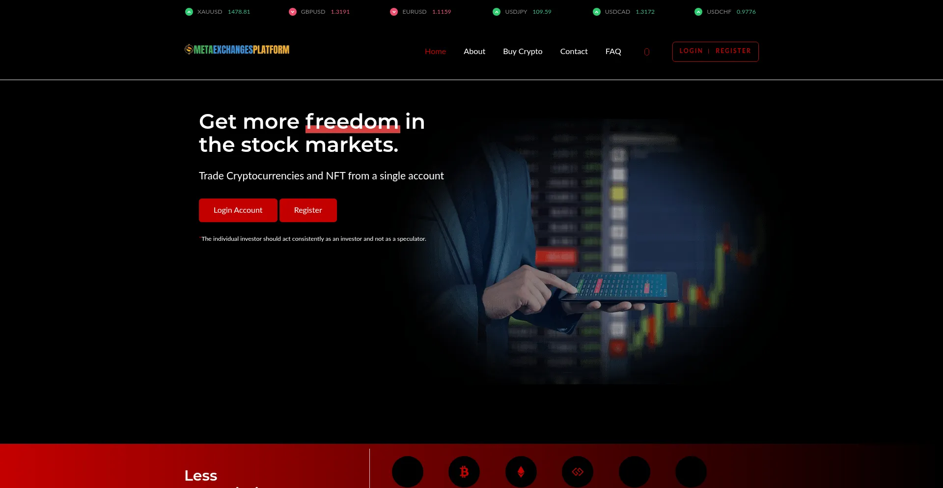 Website screenshot of Metaexchangesplatform.com