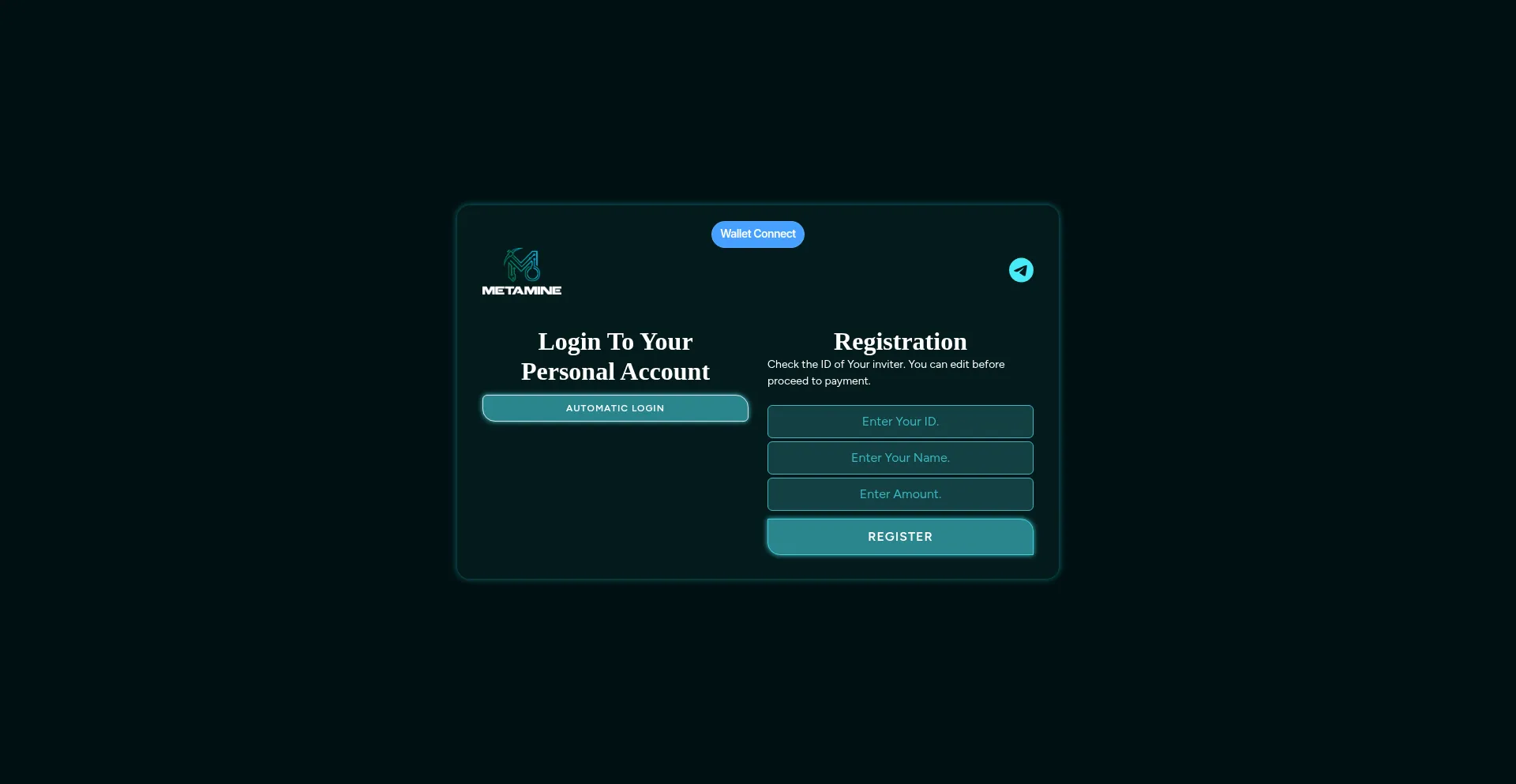 Website screenshot of Metamine.space