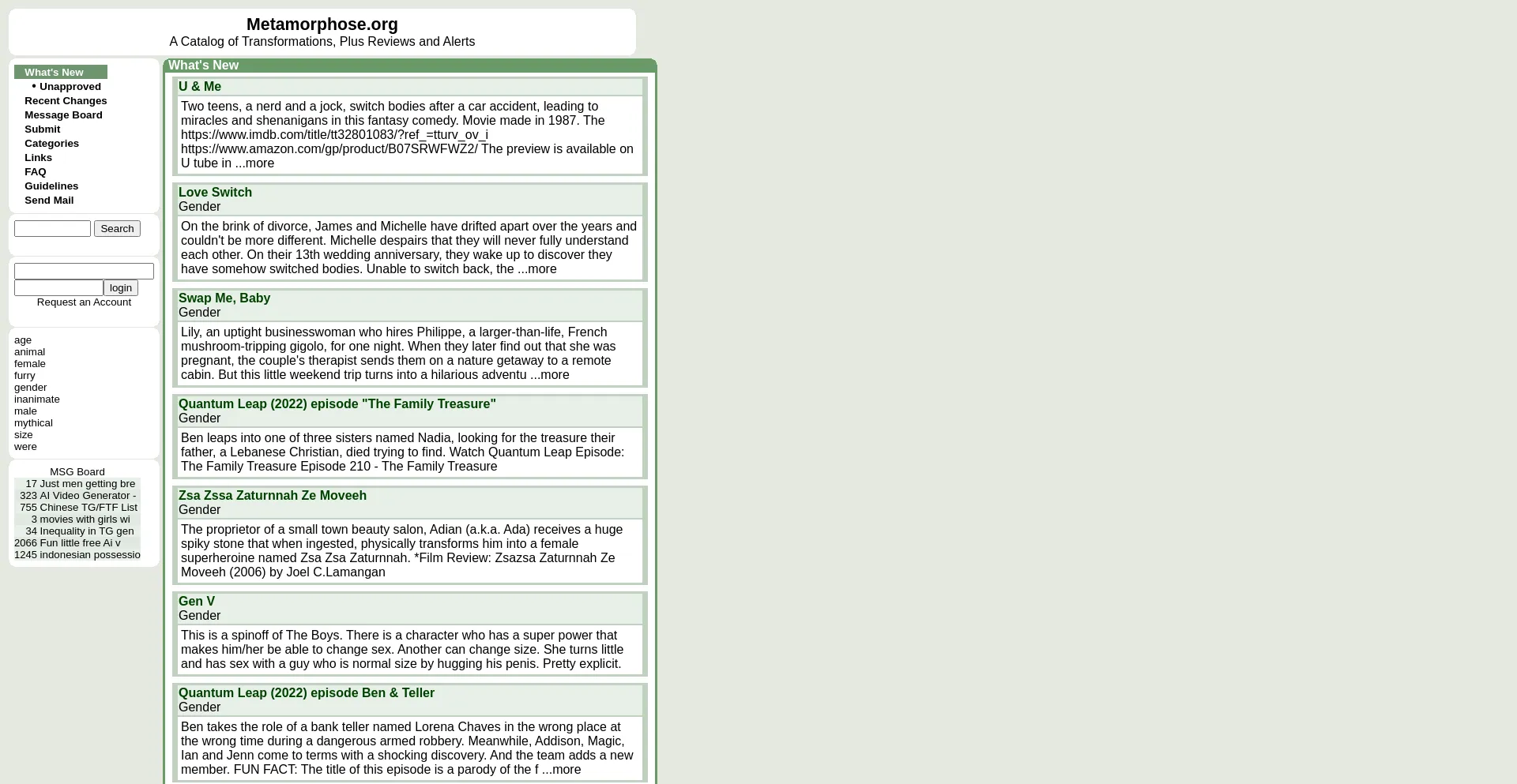 Website screenshot of Metamorphose.org