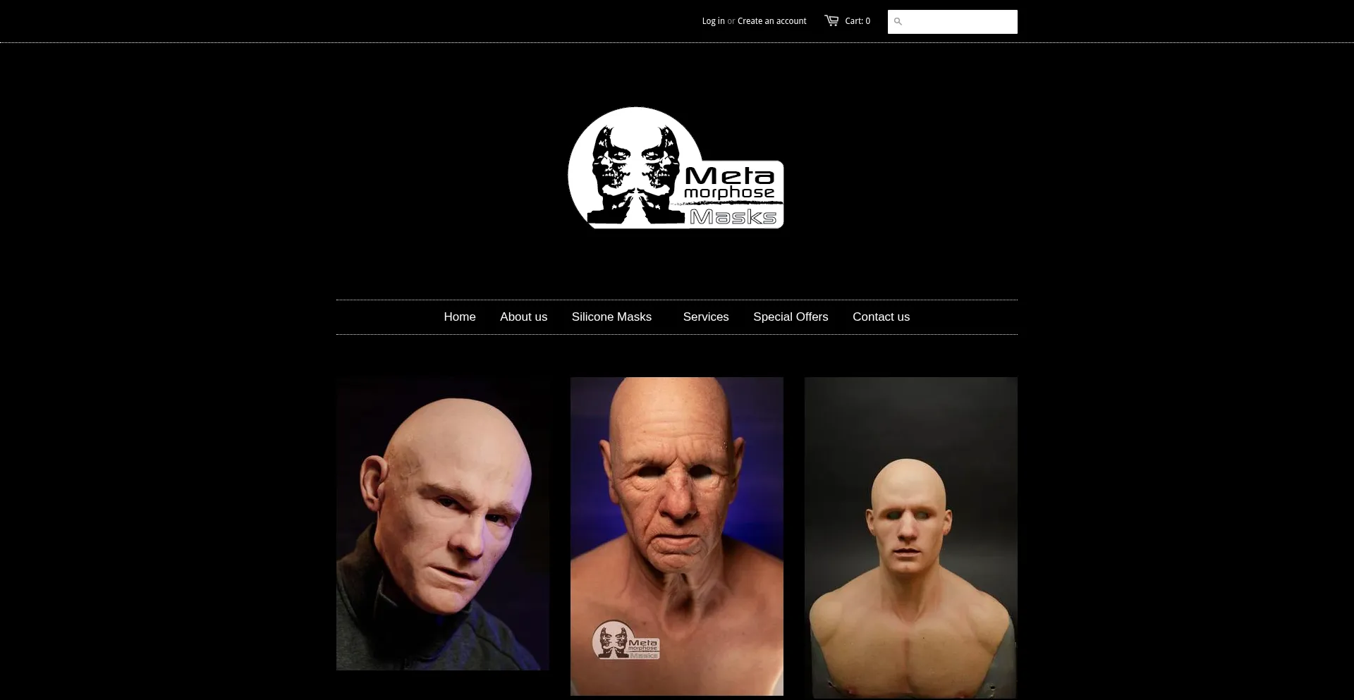 Website screenshot of Metamorphosemasks.com