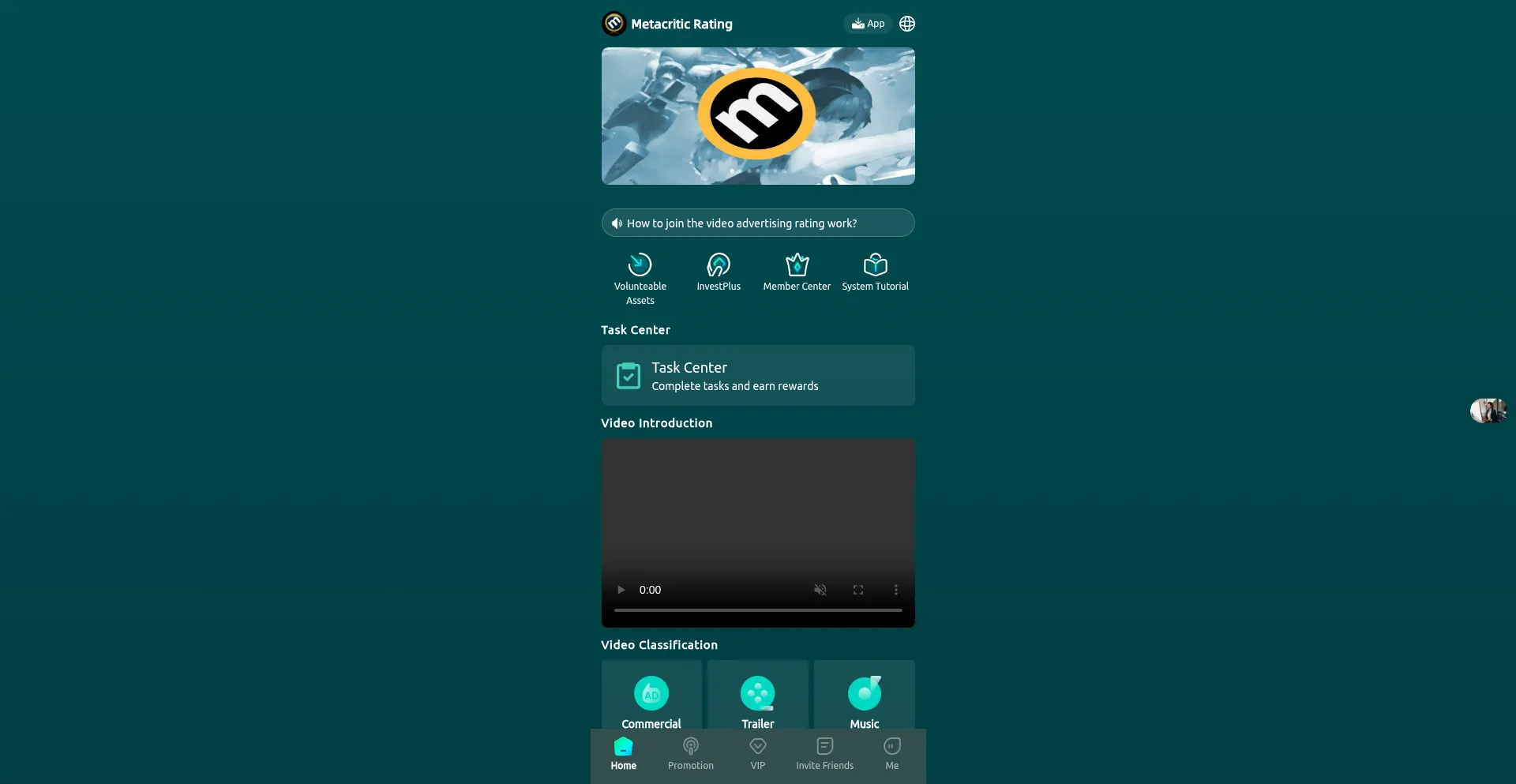 Website screenshot of Metarating.cc