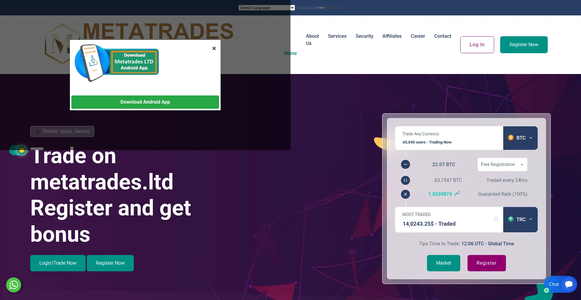 Metatrades.ltd Screenshot