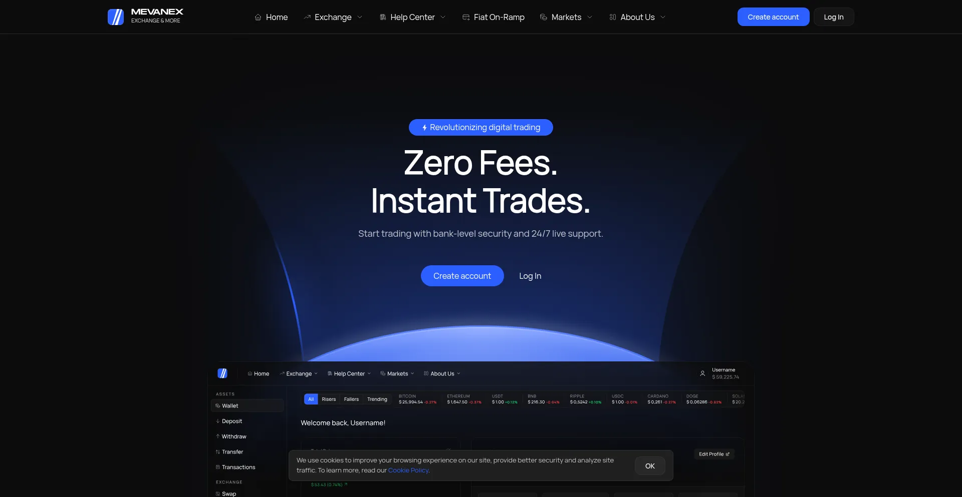 Website screenshot of Mevanex.com