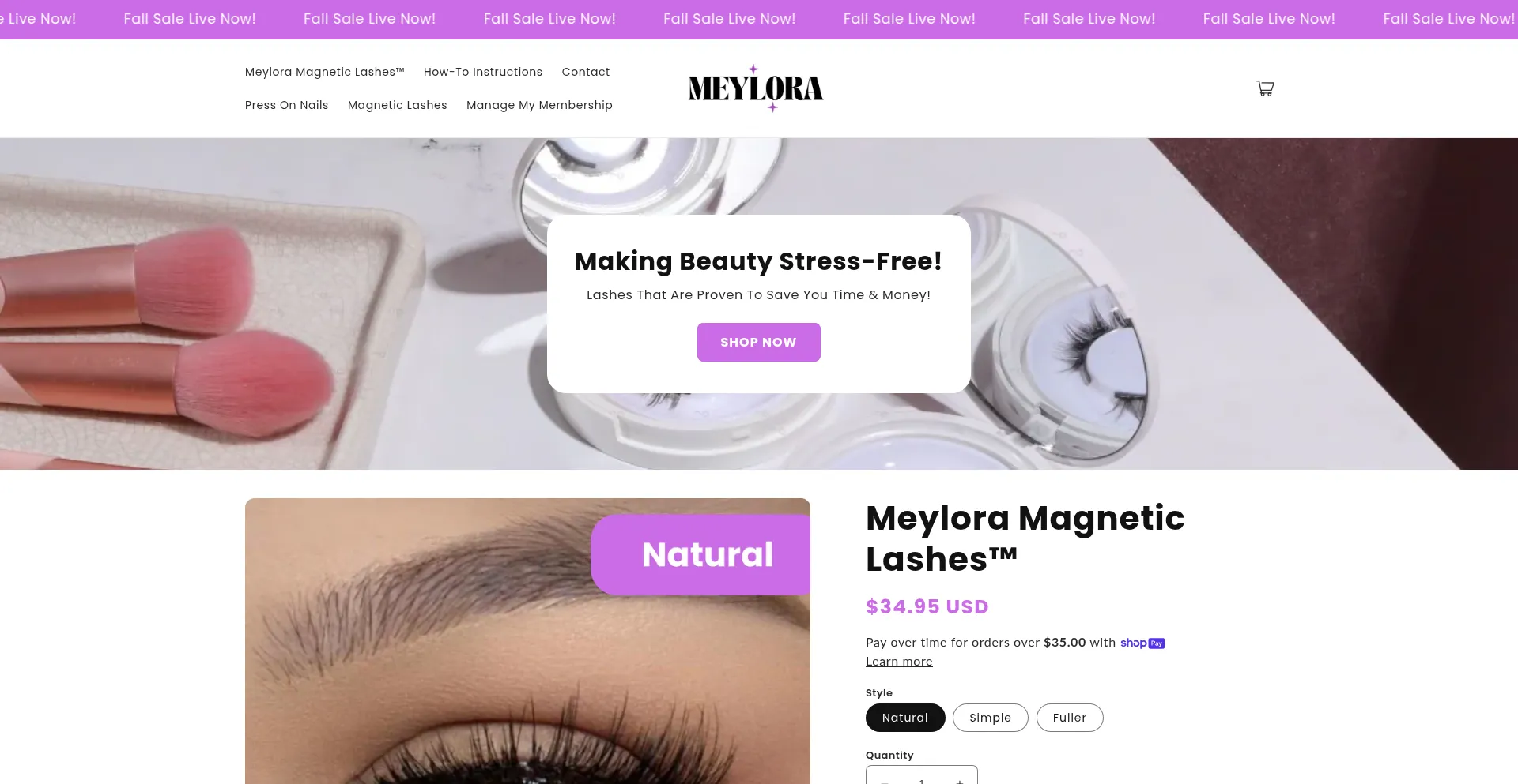 Meyloralashes.com Screenshot