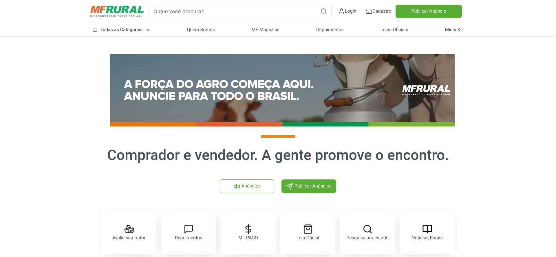 Website screenshot of Mfrural.com.br