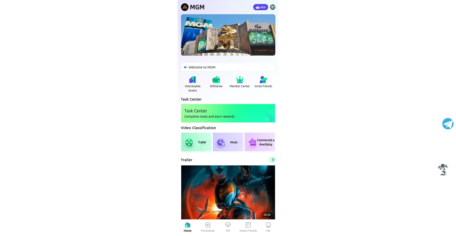 Website screenshot of Mgmvod.vip