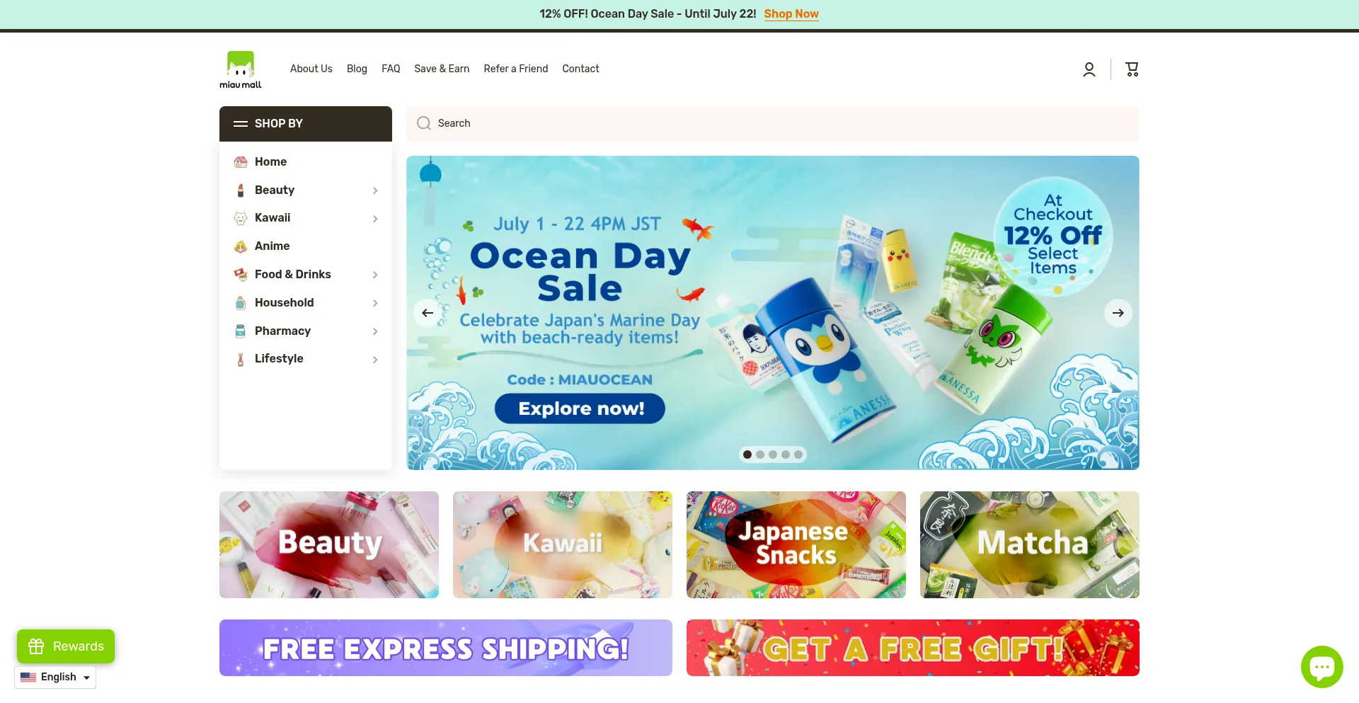 Website screenshot of Miaumall.com